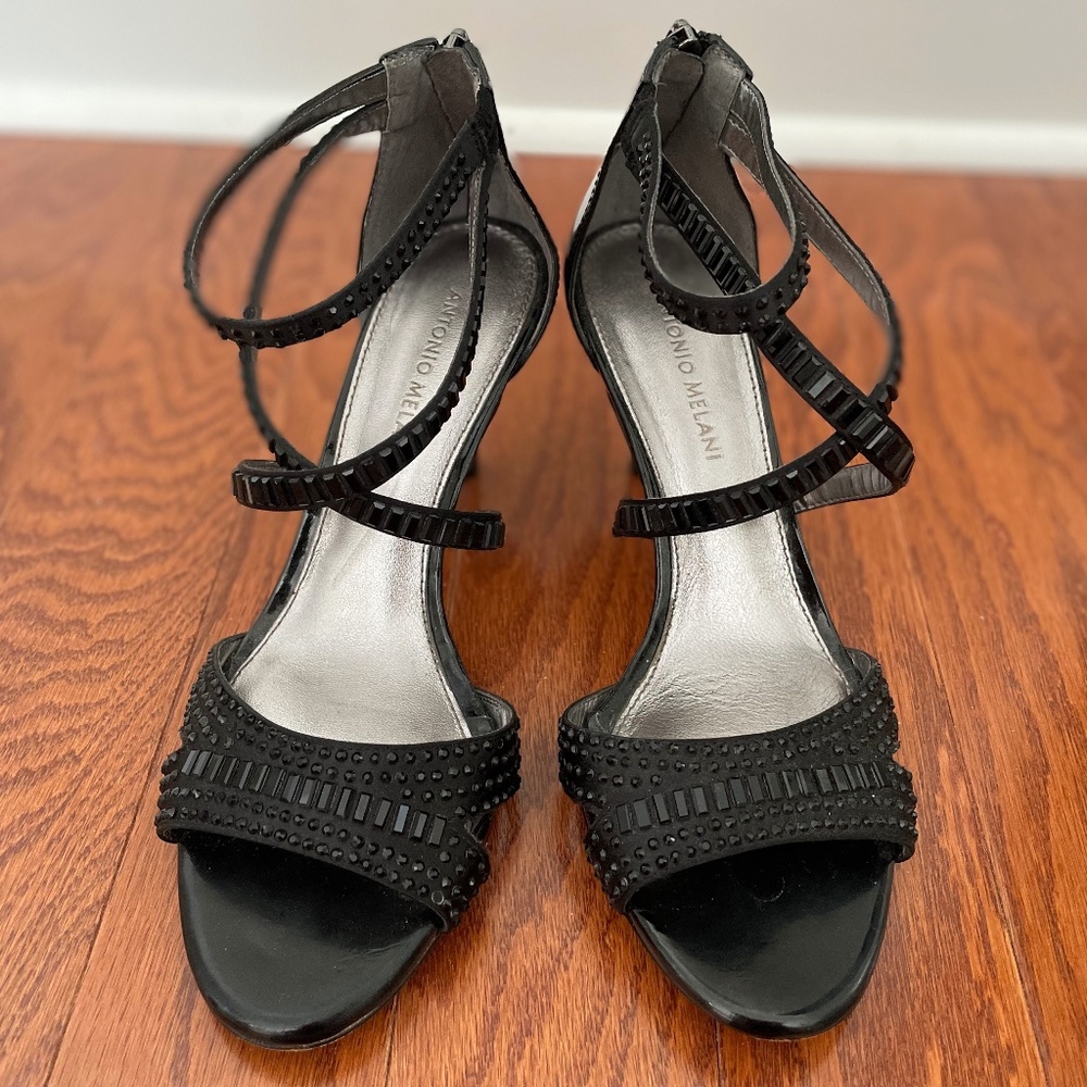 Antonio Melani black ankle strap heels